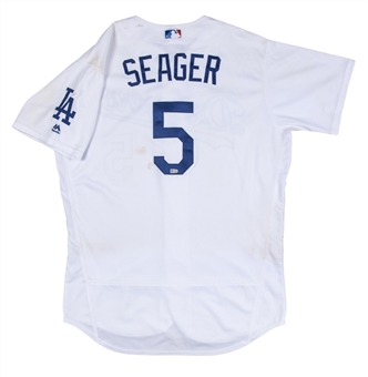 2016 Corey Seager Game Used & Photo Matched Los Angeles White Home Dodgers Home Jersey: NL Rookie Of The Year Season & Photo Matched To 5 Games & 2 Home Runs (MLB Authenticated & Sports Investors)
